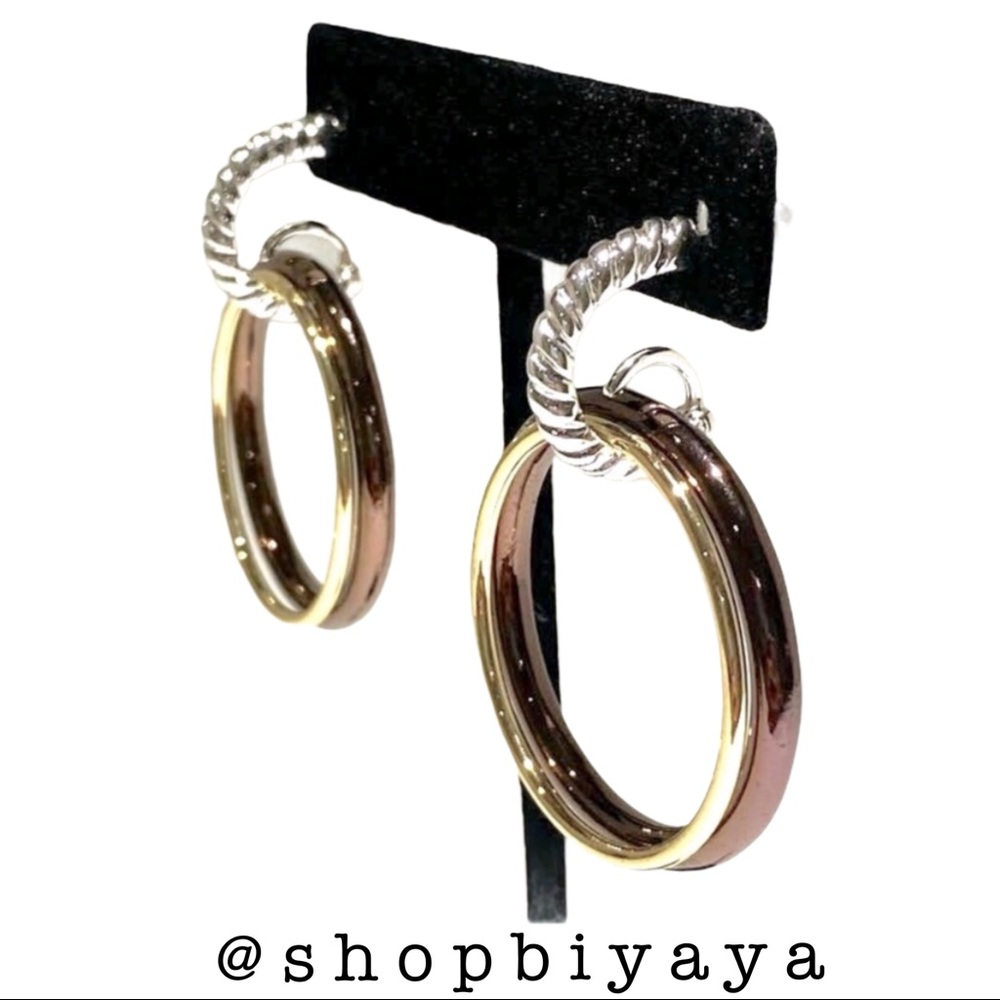 Napier Bronze Gaga Horn Sexy Animal Hoop Earrings